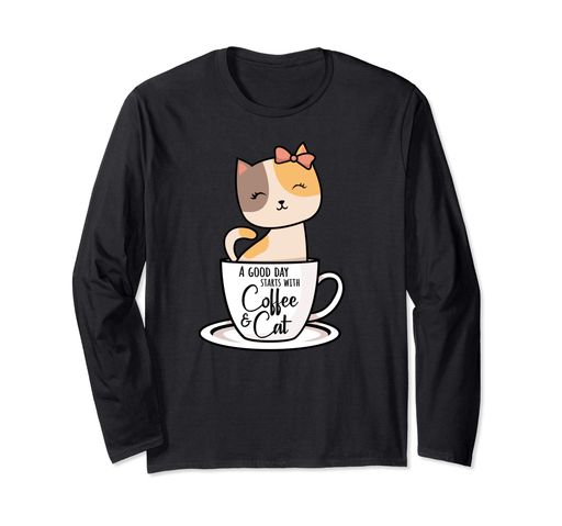 コーヒー猫長袖Tシャツ