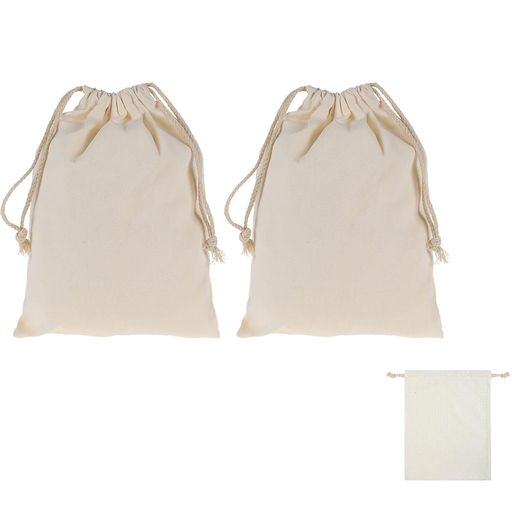 Mirhua巾着袋収納袋無地帆布体操着袋インナーバッグ化粧バッグ着替え袋コップ袋男の子女の子旅行2枚セ..