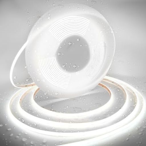 AXMOTUT COB LEDテープライト5m IP68 24V 昼光色 6000K 高輝度 調光可能 高密度 フレキシブル LEDテープライト 切断可能 取付簡単 工具不要 防水 店舗 室内 ホーム装飾用 DIY(電源は装備されていません) happynight-10485200 Happy night Rainbow パッケージ画像