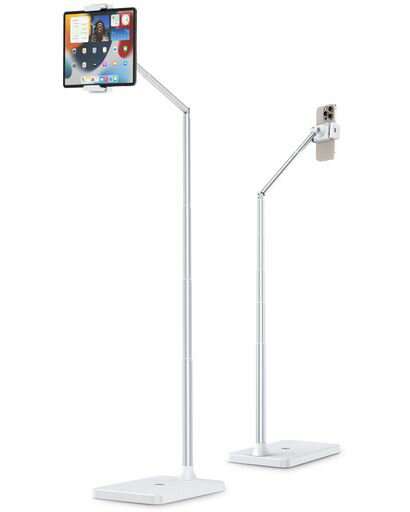 viozonタブレットスタンドフロアipadスタンドスマホホルダー3.5~11インチ設備対応高さ調整153cmまで伸..