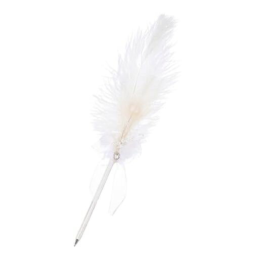 仕様:ペンカラー:ホワイト;インクカラー:黒;材質:メタル、パール、リボン;全体サイズ:45cm/17.72インチ;羽根サイズ:29x14cm/11.42x5.51インチ(縦x横);ペン軸:8mm/0.31インチ(直径);ペン先サイズ:1mm/0.04インチ;パッキングリスト:フェザーペン1本 ダチョウの羽根と上品なデザイン、パールライトストーンとリボンで装飾されたこのフェザーペンは、ウェディング、パーティー、誕生日、招待状、記念日、事務所、ホームなどの様々な情景で使用でき、サインの際に優雅でクラシックな雰囲気を作り出します。 特徴:耐久性に優れたメタル素材:ペン先はメタル製で色褪せにくく、ペン軸は細身で握りやすく、書き心地がかいてきです。スムーズな書き味:1mmのペン先でなめらかに書きやすく、インク漏れしにくいため、ストレスフリーな書き体験を提供します。 使い方:このフェザーペンは、事務所用品や文房具として書き物、サイン、書道練習に使用できるほか、テーブルに置いてウェディングの招待状やサインブックに記入するのにも最適です。