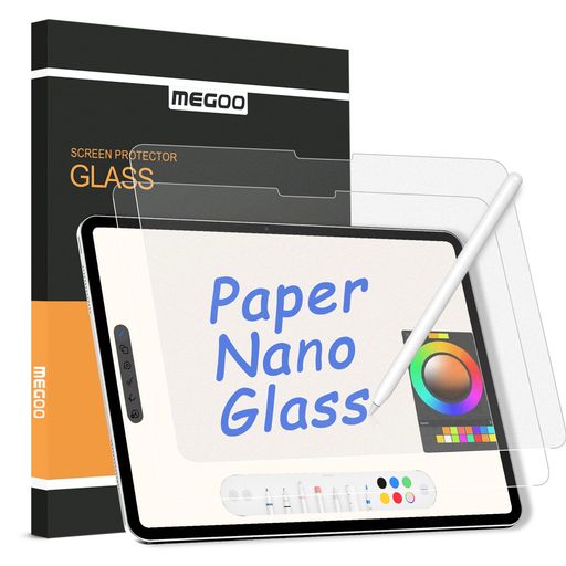 Panasonic - MEGOOペーパーグラス画面保護フィルムforiPadPro13インチ(2024M4)、マットで書き込みと描画に最適、反射防止、簡単取り付け、ケース互換性あり、2枚入り