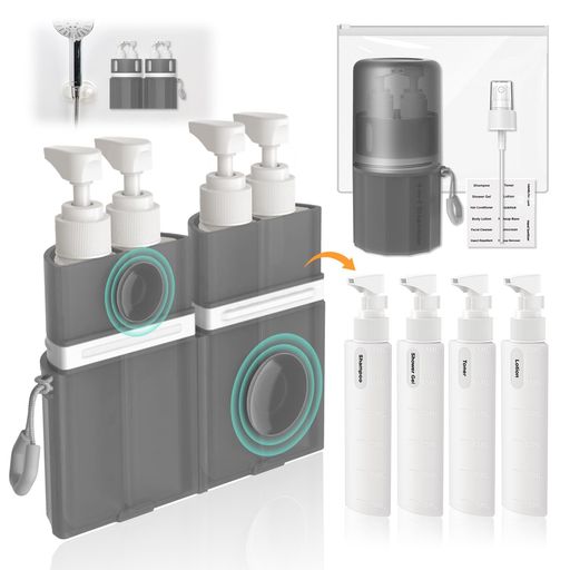 VOGOGEトラベルボトル旅行用シャンプーボトル4in1防漏TSA承認済み旅行用シャンプーや化粧品の詰め替え..