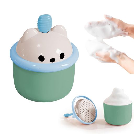 happykau洗顔泡立て器もちふわ泡立て器洗顔あわだて器洗顔用かわいい泡立てポンプ簡単きめ細かなマイクロバブルシャワー風呂顔シャンプー(グリーン)
