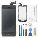 SZMiPhone5修理交換用タッチパネルフロントパネルセットフロントガラスデジタイザLCD液晶パネルセット(スピーカー+フロントカメラ+ホームボタン付き)(5黒)