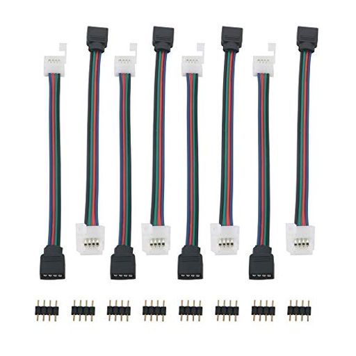 GTIWUNG 幅10mm 4ピンRGB LEDテープメスコネクタケーブル LEDテープライトレイアウト配線 LEDストリップ延長ケーブルアダプタSMD用5050 RGB - 長さ15cm(8個/パック)