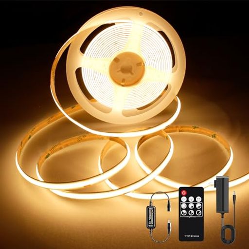 AXMOTUT COB LEDテープライト3m 24V 電球色 2700K 高輝度 調光可能 高密度 フレキシブル LEDテープライト 付きRF リモートおよび PSE認証電源 切断可能 取付簡単 工具不要 非防水 店舗 室内 ホーム装… happynight-10485862 Happy night Rainbow パッケージ画像