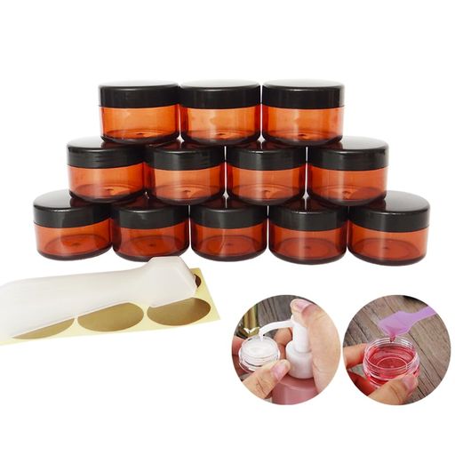 Wopanxyeクリームケース15gクリーム容器コスメ小分け容器空軟膏容器小分け丸ケース収納ケース黒い蓋付き小さなサンプル瓶出張旅行用品携帯用収納業務用家庭用(12個セット15ml容器)