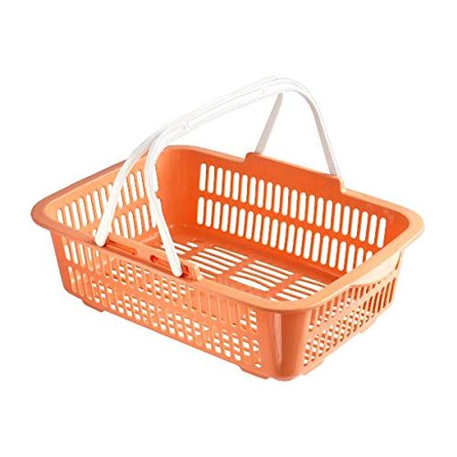 (有)アサヒ化成バスケット持ち手付44.5x30x高さ13.5cmペールオレンジサンテールのせのせバスケット(3.0)