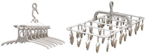 サイズ:横もちアルミハンガー40P/(使用時)幅78x奥行38.5x高さ31.5cm・(収納時)幅38x奥行7.5x高さ38.5cm、アルミのびのび7連ガー/(横式使用時)幅45~62x奥行54x高さ39~43cm・(横式収納時)幅10x奥行54x高さ57cm・(縦式使用時)幅45~62x奥行8x高さ73cm、(縦式収納時)幅10cm 重量:横もちアルミハンガー40P/0.695kg、アルミのびのび7連ガー/0.91kg 材質:(横もちアルミハンガー40P)本体/アルミ・ポリプロピレン・ステンビス・硬鋼線、(アルミのびのび7連ガー)本体/アルミ・ポリプロピレン・ステンビス・硬鋼線 原産国:中国 耐荷重:10kg 耐熱温度:70度 耐冷温度:-10度