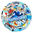 水泳シールスポーツ水泳シール50枚、ノートパソコン、バンパー、スケートボード、ウォーターボトル、パソコン、携帯電話用ビニール防水シール(スイミング)