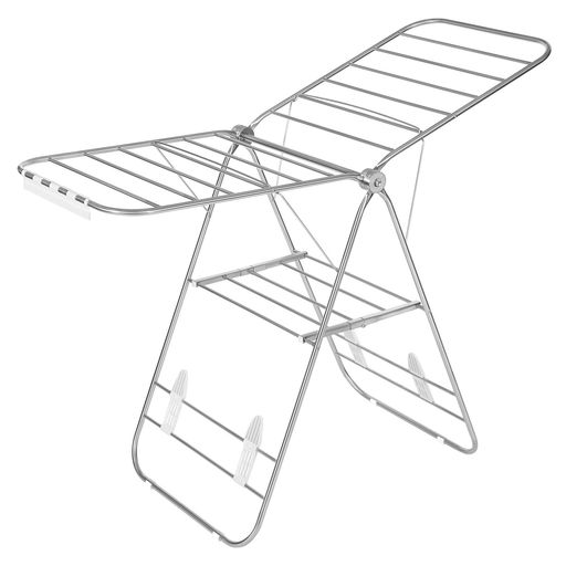 SONGMICS物干しスタンド洗濯物干し室内物干し布団干し物干しラック折りたためる全体スチール製幅144cm組立不要高さ調節可能靴掛け付き頑丈LLR51SV