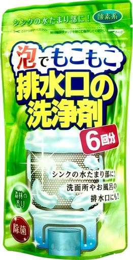 排水口 排水口に振りかけて、40度程度のぬるま湯をコップ1杯。ぶくぶくと泡立ったら約1時間放置し、その後水で洗い流すだけ。 アルカリ性の泡が隅々まで行きわたり、汚れを溶かします。さわやかなひのきの香りタイプ。 液性:アルカリ性 正味量:180g 使用量の目安:1回あたり30gまたは、ぬるま湯(40°C)200mlに対して30g