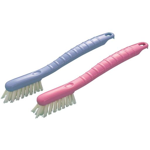 アズマ シューズブラシ シューズブラシ2色1パック 1パック(2本:各色1本) 全長220mm ピンク&ブルー 斜め植毛だから奥まで届く