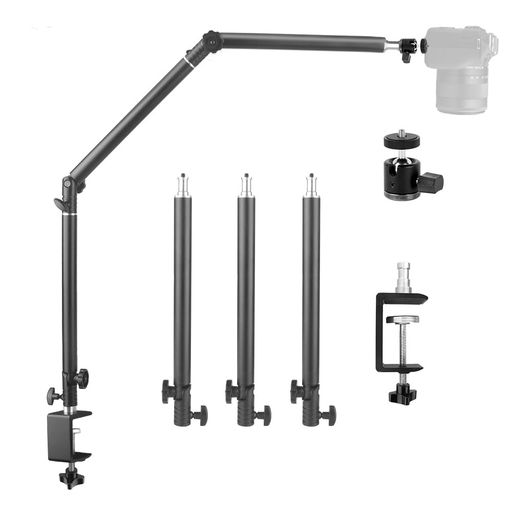 Hemmotopカメラアームクランプ式自由雲台付360度&180度回転可カメラスタンド荷重3kgまで長さ104.5cmま..