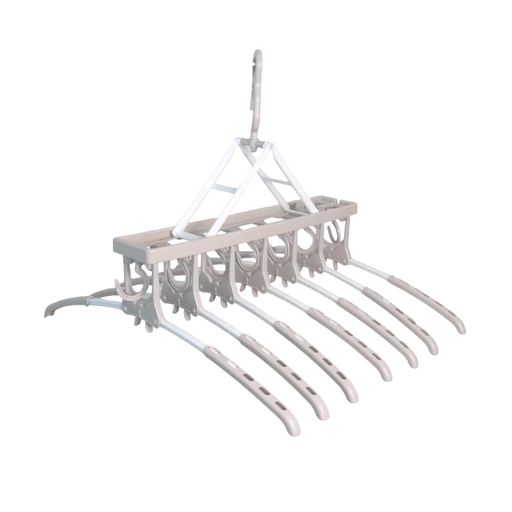 ツウィンモールのびのび7連ガー洗濯物干し洗濯ハンガー連結ワンタッチ伸縮ベージュホワイトIC-04