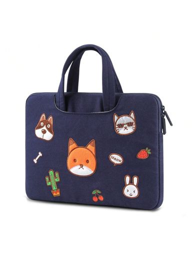 ノートパソコンケース15.6インチレディース-pcバッグ手提げ通勤おしゃれ可愛いパターン化に刺繍カンバ..