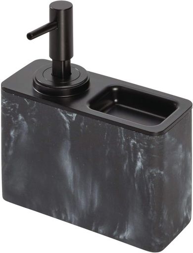 サイズ:14.24x5.75x16.02 材質:レジン樹脂/ABS樹脂/EVA樹脂 プラスチック製マーブル調ソープポンプ リングトレイ付き