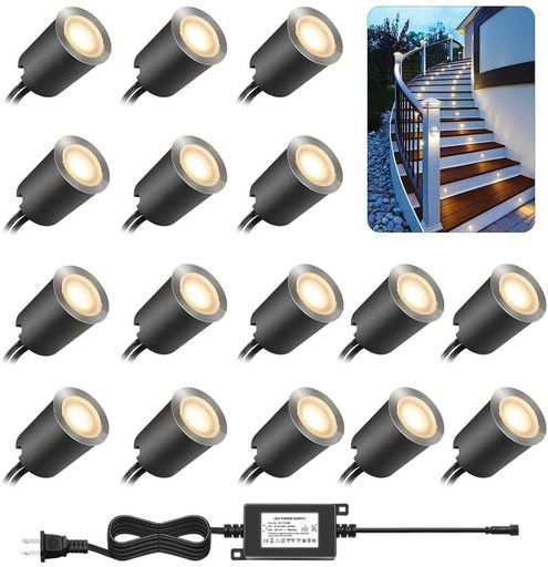 屋外,通路 💡【明るくて、場所も取らない】明るい電球色のLED埋設型LED照明は印象的なスターライトエフェクトで、家に居心地よさと甘を感じさせます。天候に左右されず、安定した十分な光量が得られるので足元をしっかり照らす。場所も取らずガーデン内、ウッドデッキ、駐車場などのアピールポイントとしては充分に役に立ちます。防犯用も十分です。 💡【設置は超簡単、電気工事は不要】16個DC12VLEDライトと1個ACをDC12Vに変換する電源アダプター付きです。穴を開けて、デッキライトを穴に入れって、AC電源アダプターは100v、あるいは220vの差し込み口には使えます。コネクター式だから、結線は回すだけで、子供でもできる簡単設置。 💡【省エネ、長寿命、取り外し可能】超高品質のLED素子を使用して、毎個ライトはわずか0.6Wで、フリッカーフリです。電気代もわずかで楽しめる。 (※1個ライトを1日8時間使用したときの1ケ月(30日)の電気代の目安:およそ2.8円、16個ライトはおよそ45円)。デッキ、階段、歩道、パティオ、床、屋根、キッチン、庭などのようなリーマ作業できる場所に取り付けることができます。