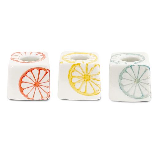 J-kitchens勲山窯小さい歯ブラシスタンド3個セット置き型セラミックス3cmx3cmx2.7cm柑橘系波佐見焼日本製