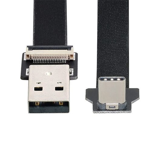 xiwai 1.0M アップダウンアングル USB 2.0 Type-A オス - USB-C Type-C オス データ フラット スリム FPC ケーブル FPV & ディスク & 電話用