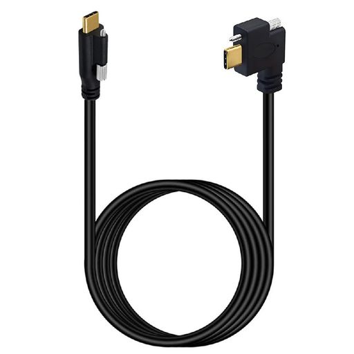 NFHK 10Gbps USB 3.1 USB-C シングルロックサムスクリュー水平左右角度付きUSB 3.1 Type-Cシングルスクリューオス-オスデータケーブルパネルマウントタイプ1m