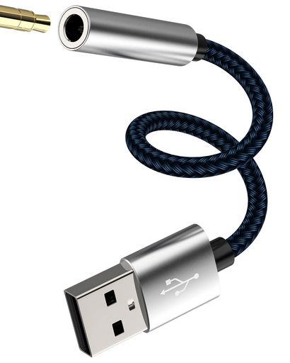 USBオス to 3.5mmメス ヘッドホンオーディオジャックアダプター(サウンドカードコ...