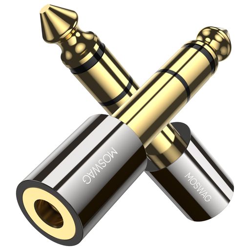 MOSWAG 3.5mm(メス)-6.3mm(オス) ステレオ変換プラグ ヘッドホン変換アダプタ 2個...
