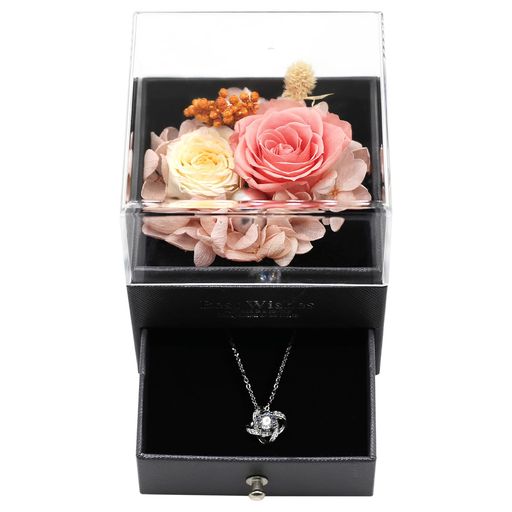 プリザーブドフラワーネックレクリスマスプレゼント枯れない花バラジュエリーボックス母の日HappyBirth..