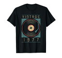 ヴィンテージ1977年誕生日ビニールレトロターンテーブルDJギフトTシャツ