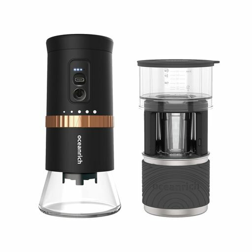 oceanrich電動ミルG2C珈琲ドリッパーX7バンドル版TypeC充電式臼式コードレスタイプコーヒーミル&コーヒーメーカーコンパクトアウトドア仕様オーシャンリッチセット品UQ-ORG2CBKブラック