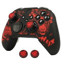 RALANController2滑り止めシリコン保護ケース、ジョイスティックキャップ付き(コントローラーは付属しません)(黒と赤のトラ)