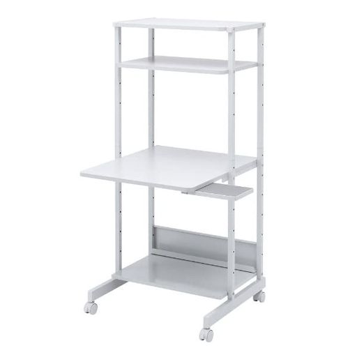 省スペースに必要機器が設置できます。 木製天板は環境に優しい再生材を使用しており、スチール製よりも優しい手触りです。 メイン天板の位置を3段階で変更することができます。 背面のバックパネルが横揺れを最小限に抑えます。 ケーブル受け付きです。...