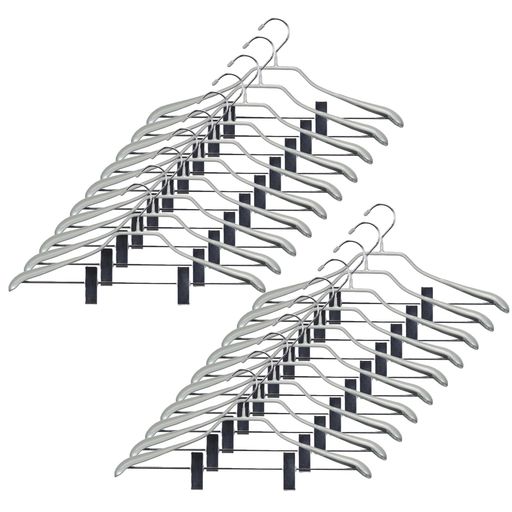 サワフジ衣類ハンガーノンスリップハンガークリップ付き20本入シルバーすべらない洗濯ズボンスリムシンプル収納頑丈プラスチックセーター小タオル子供スーツスラックス物...