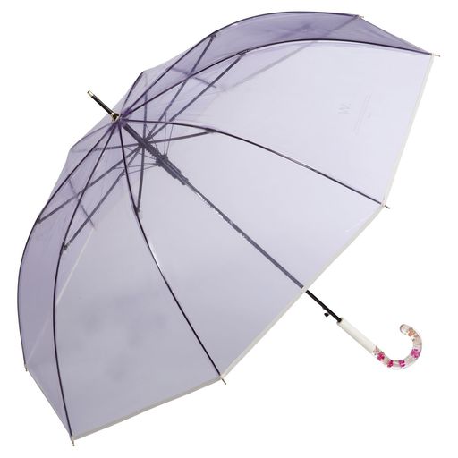 Wpc.[ビニール傘]アクセサリーアンブレラパープル長傘親骨61cm大きいジャンプレディース持ち手おしゃれ花フラワークリアシンプル可愛い..