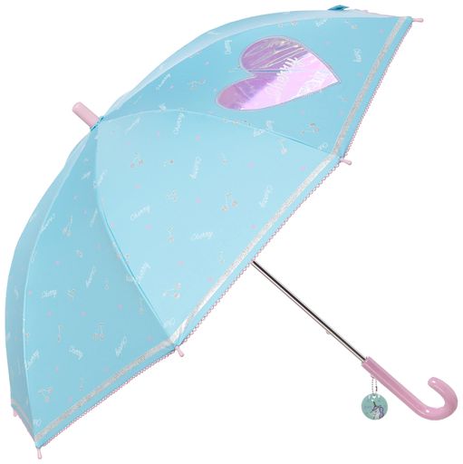 [ムーンバット]TIPS(チップス)ドット柄ハートさくらんぼ日傘長傘子ども傘かわいいオシャレ女の子小学生ガールズプレゼント【晴雨兼用・1級遮光・遮熱遮光・ビニール窓】ペールスカイ22-…