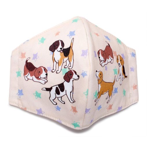 [ペットラバーズ]みんなが元気になるマスク大人用ビーグルベージュローゼマスク三層構造抗ウイルス抗菌防臭日本製立体EM-136B