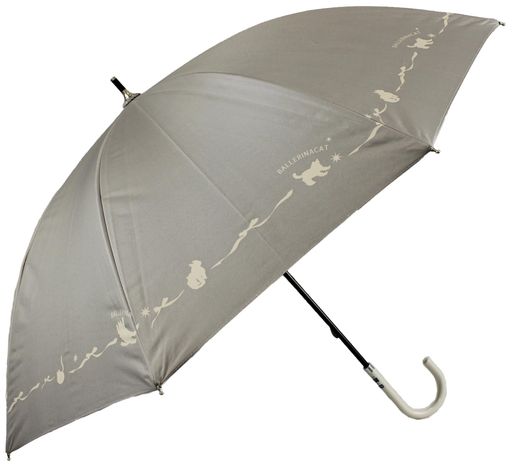 長傘日傘晴雨兼用レディース手開き軽量ミニかわいい裾柄親骨47cm内側コーティングUV99.9%カット一級遮光UPF50+遮熱おしゃれレザーハンドルキャットグレージュ