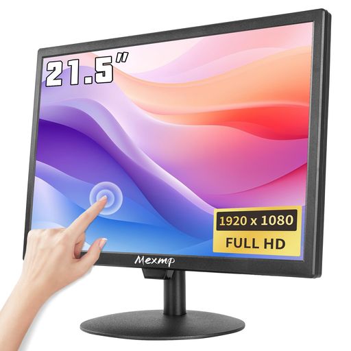 Mexmp21.5インチFHDマルチタッチモニター(1920x1080)10点静電容量式タッチ対応HDMI/VGA/AV/USB/BNC入力内蔵スピーカーPOS/ゲーム機/組み込みPC用