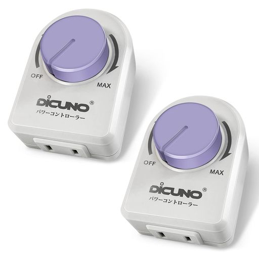 DICUNO パワーコントローラー 光量調節 スピードコントローラー 温度調整 電気はんだごて 風量調節 扇風機 使用範囲200W以下 AC100V 調光スイッチ LED電球 CFL 白熱灯 白い 2個入