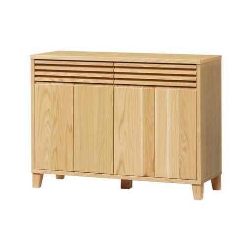 サイドボードキャビネット収納棚横格子オーク幅119x奥行45x高さ88.5cm446382