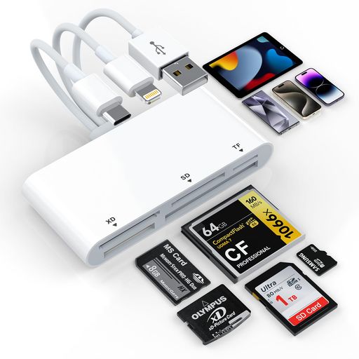 【2025安定高速版】マルチカードリーダー5in3Lightning/Type-C/USB-SD/TF(MicroSD)/XD/MS/CFカードリーダーメモリーカードリーダーOTG対応高速転送iPhone16/15/15 【2025安定高速版】マルチカードリーダー5in3Lightning/Type-C/USB-SD/TF(MicroSD)/XD/MS/CFカードリーダーメモリーカードリーダーOTG対応高速転送iPhone16/15/15