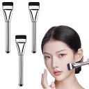 RICISUNGファンデーションブラシ平型3本入メイクブラシ平らな形状薄い極細ミニブラシメイク化粧ブラシチークブラシ高級繊維毛リキッドファンデー向けツヤ肌持ち運び便利柔らか肌に優し…