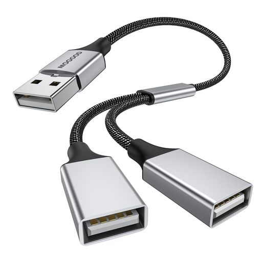 MOGOODUSB分岐器USB分岐器1進2出アダプタ充電/データ伝送のためのダブルUSB2.0電源ケーブル拡張ダブルU..