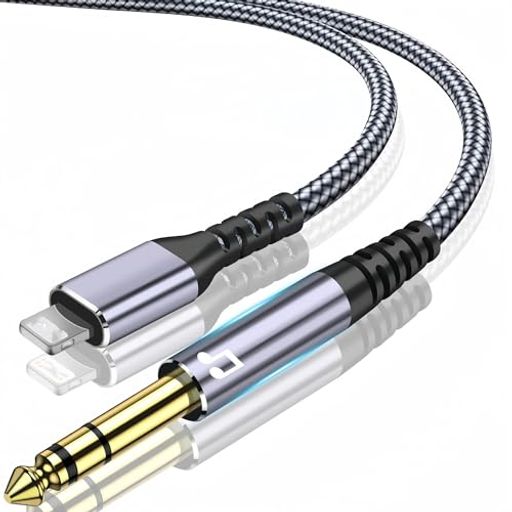 【2025MF版】QIMIAOUSiPhone6.35mm音声変換ケーブル2Mライトニングto6.35mmオスAUXステレオーディオケ..