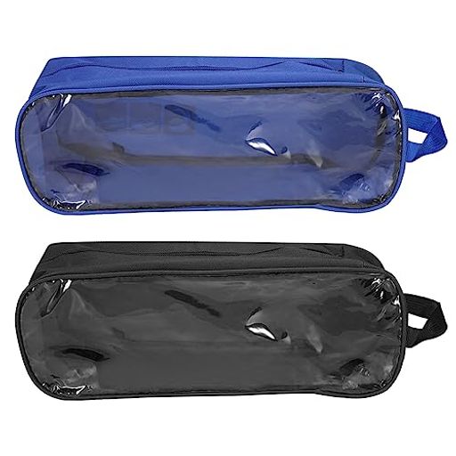 PATIKIL ゴルフシューズバッグ 2個 携帯用 スポーツシューズオーガナイザーバッグ 通気性ジッパー付き 靴袋 スポーツ ジム 旅行用 ブラック ブルー