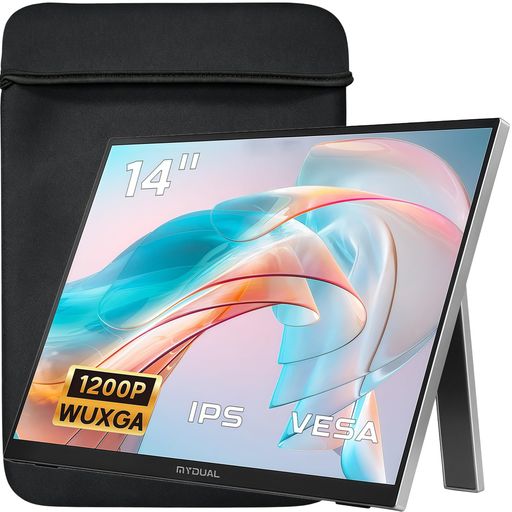 MyDual モバイルモニター 14インチ vesa 軽量 1920*1200P モバイルディスプレイ ポータブルモニター 自立式 非光沢IPS液晶パネル 薄型 USB Type-C miniHDMI