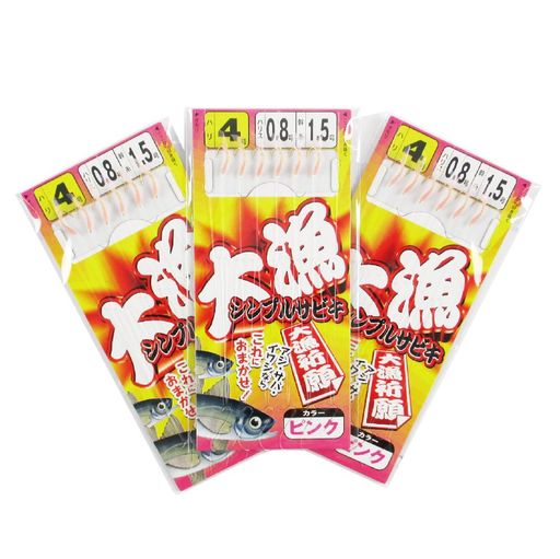 TAKAMIYA(タカミヤ)大漁シンプルサビキ3枚組針4号-ハリス0.8号ピンク