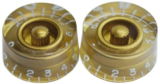 【GPFACTORY】ギブソン系ギター用エンボス文字仕様スピードノブゴールド2個セットミリサイズ日本製GPF-KP-ESPD-GLD-2P