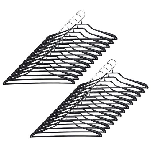 サワフジ衣類ハンガーノンスリップハンガーバー付き25本入ブラックすべらない洗濯ズボンスリムシンプル収納頑丈プラスチックセーター小タオル子供スーツスラックス物干し...